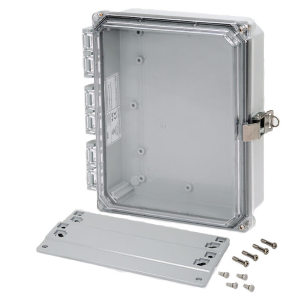 Polycarbonate Enclosure 10" x 8" x 2" | Hinged Clear Cover Stainless Steel Locking Latch | SH10082HCFLL