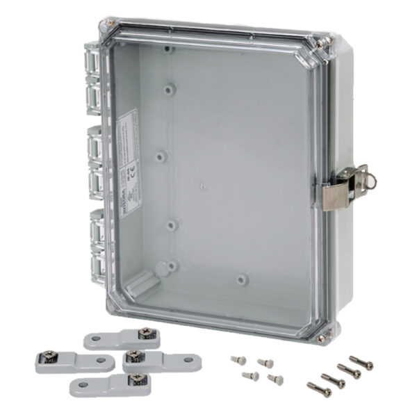 Polycarbonate Enclosure 10" x 8" x 2" | Hinged Clear Cover Stainless Steel Locking Latch | SH10082HCLL