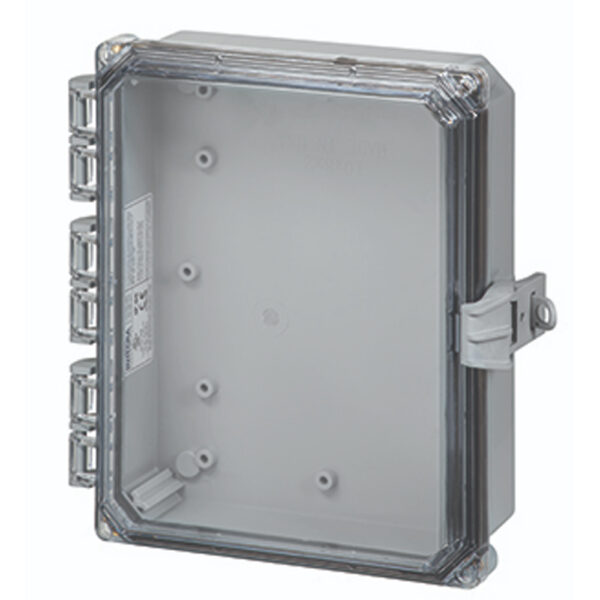 Polycarbonate Enclosure 10" x 8" x 2" | Hinged Clear Cover Non-Metallic Locking Latch | SH10082HCNL