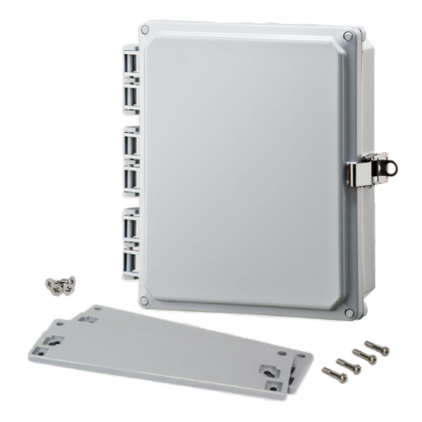 Polycarbonate Enclosure 10" x 8" x 2" | Hinged Opaque Cover Stainless Steel Locking Latch | SH10082HFLL