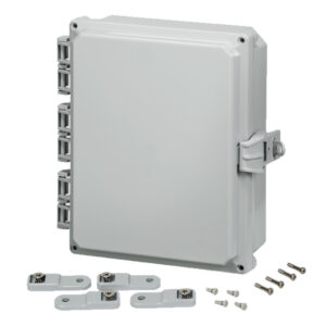 Polycarbonate Enclosure 10" x 8" x 2" | Hinged Opaque Cover Non-Metallic Locking Latch | SH10082HNL