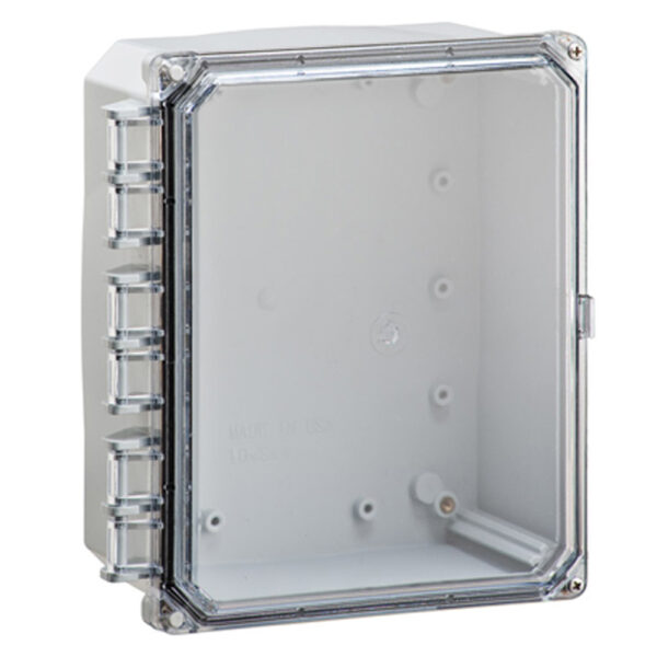Polycarbonate Enclosure 10" x 8" x 4" | Hinged Clear Two Screw Cover  | SH10084HC