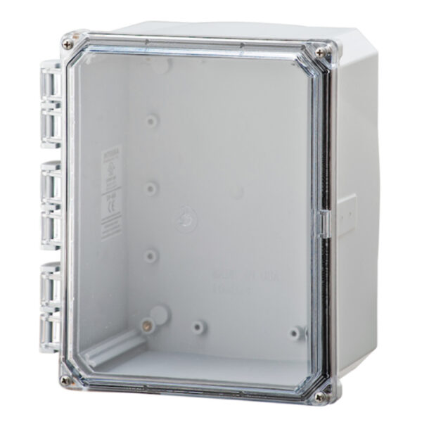 Polycarbonate Enclosure 10" x 8" x 4" | Hinged Clear Four Screw Cover | SH10084HC-6P