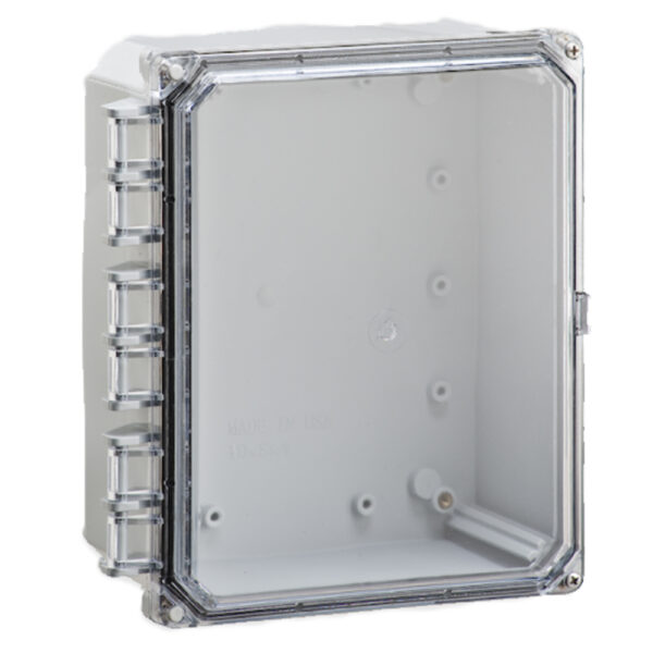 Polycarbonate Enclosure 10" x 8" x 4" | Hinged Clear Two Screw Cover | SH10084HCF-6P
