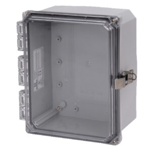 Polycarbonate Enclosure 10" x 8" x 4" | Hinged Clear Cover Stainless Steel Locking Latch | SH10084HCFLL