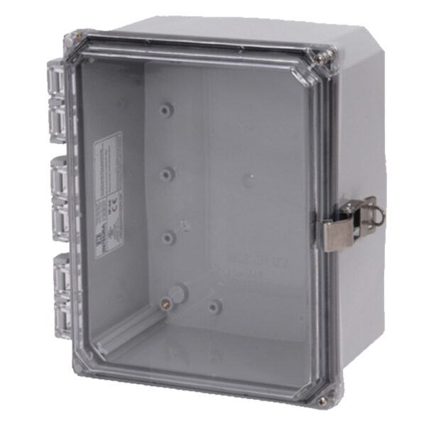 Polycarbonate Enclosure 10" x 8" x 4" | Hinged Clear Cover Stainless Steel Locking Latch | SH10084HCFLL