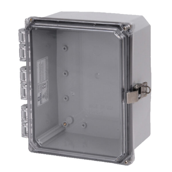 Polycarbonate Enclosure 10" x 8" x 4" | Hinged Clear Cover Stainless Steel Locking Latch | SH10084HCLL