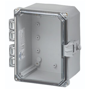 Polycarbonate Enclosure 10" x 8" x 4" | Hinged Clear Cover Non-Metallic Locking Latch | SH10084HCNL