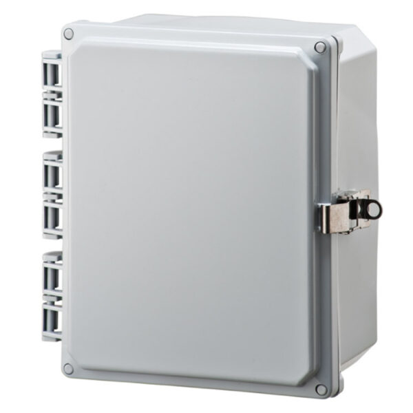 Polycarbonate Enclosure 10" x 8" x 4" | Hinged Opaque Cover Stainless Steel Locking Latch | SH10084HFLL