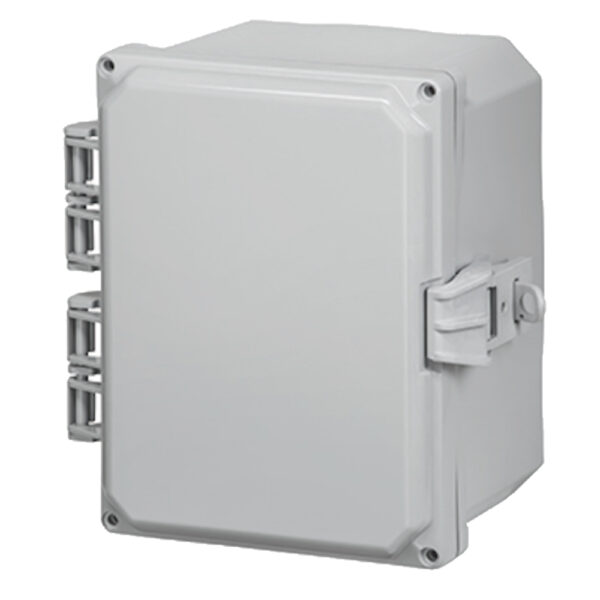 Polycarbonate Enclosure 10" x 8" x 4" | Hinged Opaque Cover Non-Metallic Locking Latch | SH10084HFNL