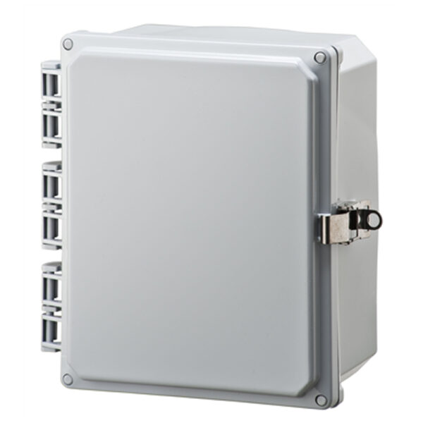 Polycarbonate Enclosure 10" x 8" x 4" | Hinged Opaque Cover Stainless Steel Locking Latch | SH10084HLL
