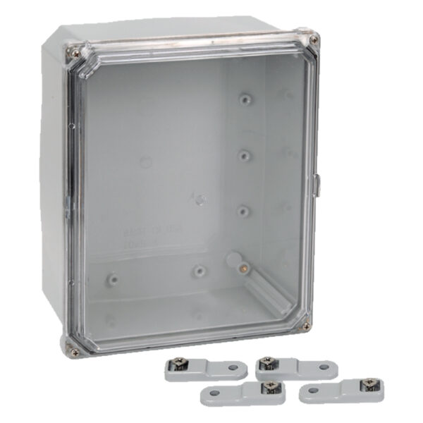 Polycarbonate Enclosure 10" x 8" x 4" | Hinged Clear Four Screw Cover  | SH10084SC