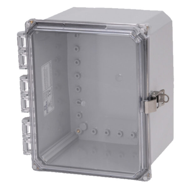 Polycarbonate Enclosure 10" x 8" x 6" | Hinged Clear Cover Stainless Steel Locking Latch | SH10086HCFLL