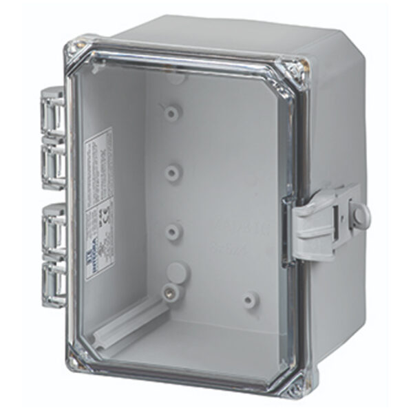 Polycarbonate Enclosure 10" x 8" x 6" | Hinged Opaque Cover Non-Metallic Locking Latch | SH10086HCNL