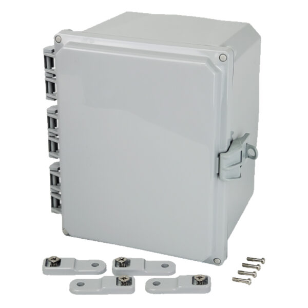 Polycarbonate Enclosure 10" x 8" x 6" | Hinged Opaque Cover Non-Metallic Locking Latch | SH10086HNL