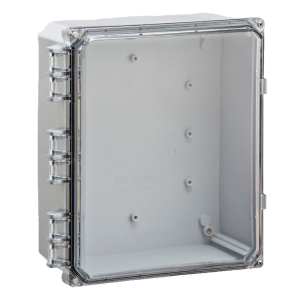 Polycarbonate Enclosure 12" x 10" x 4" | Hinged Clear Two Screw Cover | SH12104HCF-6P
