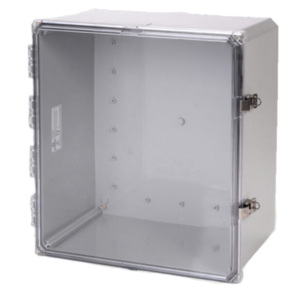 Polycarbonate Enclosure 12" x 10" x 4" | Hinged Opaque Cover Stainless Steel Locking Latch | SH12104HCFLL