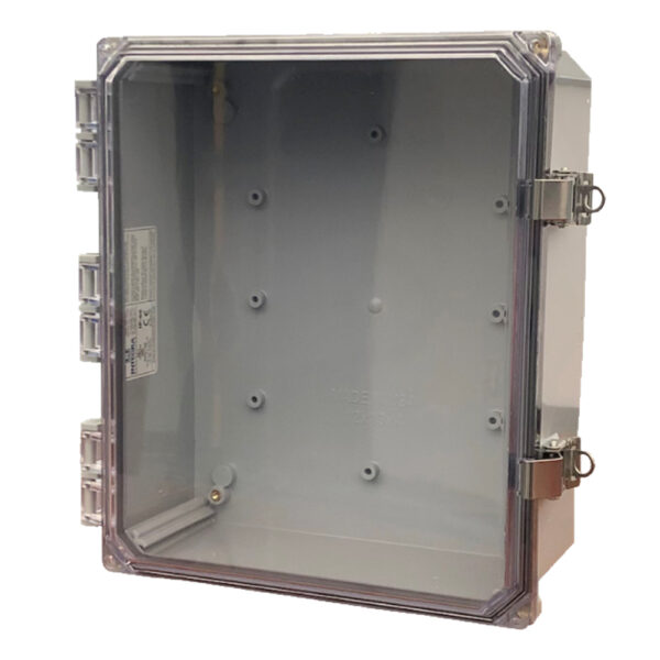 Polycarbonate Enclosure 12" x 10" x 4" | Hinged Clear Cover Stainless Steel Locking Latch | SH12104HCLL