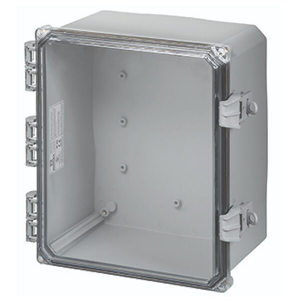 Polycarbonate Enclosure 12" x 10" x 4" | Hinged Clear Cover Non-Metallic Locking Latch | SH12104HCNL
