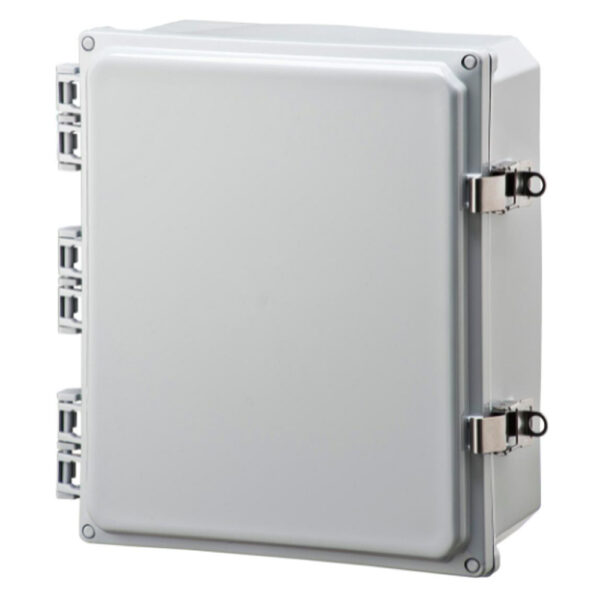 Polycarbonate Enclosure 12" x 10" x 4" | Hinged Opaque Cover Stainless Steel Locking Latch | SH12104HFLL
