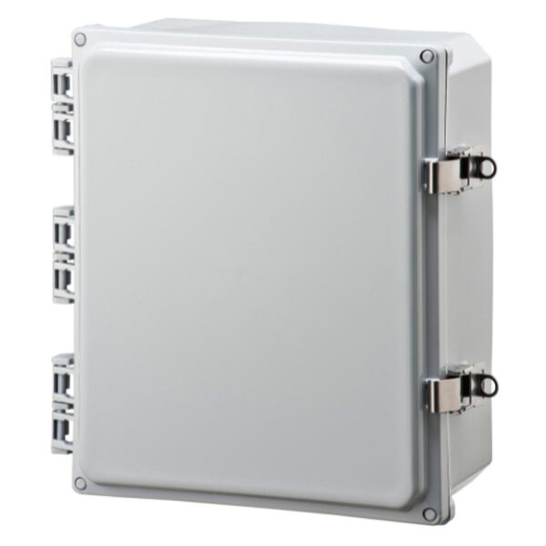 Polycarbonate Enclosure 12" x 10" x 4" | Hinged Opaque Cover Stainless Steel Locking Latch | SH12104HFLL