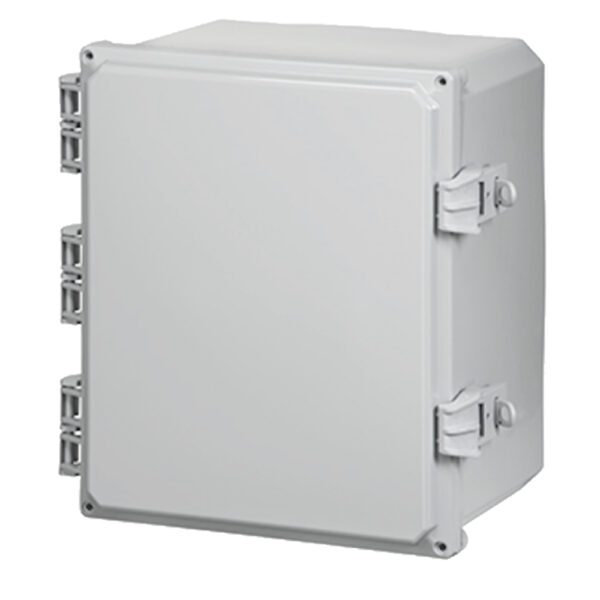 Polycarbonate Enclosure 12" x 10" x 4" | Hinged Opaque Cover Non-Metallic Locking Latch | SH12104HFNL