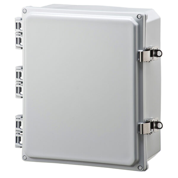 Polycarbonate Enclosure 12" x 10" x 4" | Hinged Opaque Cover Stainless Steel Locking Latch | SH12104HLL