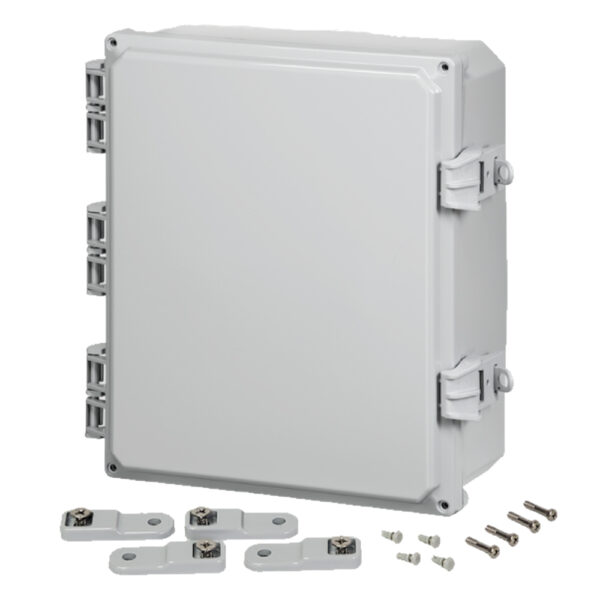 Polycarbonate Enclosure 12" x 10" x 4" | Hinged Opaque Cover Non-Metallic Locking Latch | SH12104HNL