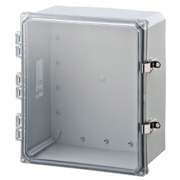 Polycarbonate Enclosure 12" x 10" x 6" | Hinged Clear Cover Stainless Steel Locking Latch | SH12106HCFLL