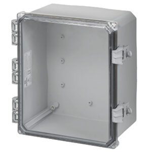 Polycarbonate Enclosure 12" x 10" x 6" | Hinged Clear Cover Non-Metallic Locking Latch | SH12106HCFNL