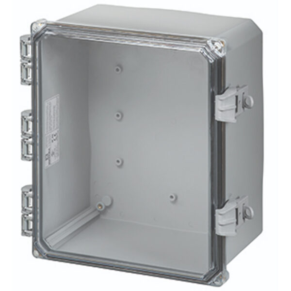 Polycarbonate Enclosure 12" x 10" x 6" | Hinged Clear Cover Non-Metallic Locking Latch | SH12106HCNL