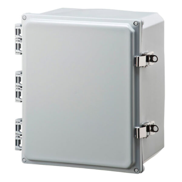 Polycarbonate Enclosure 12" x 10" x 6" | Hinged Opaque Cover Stainless Steel Locking Latch | SH12106HFLL
