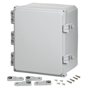 Polycarbonate Enclosure 12" x 10" x 6" | Hinged Opaque Cover Non-Metallic Locking Latch | SH12106HNL