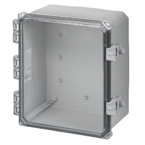 Polycarbonate Enclosure 14" x 12" x 6" | Hinged Clear Cover Non-Metallic Locking Latch | SH141206HCFNL