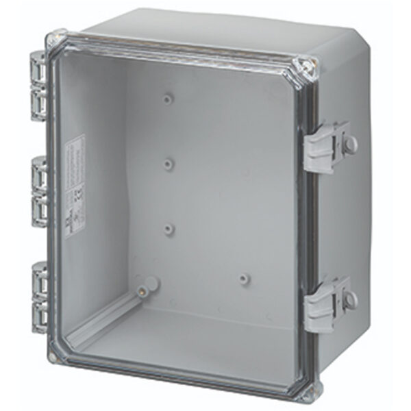 Polycarbonate Enclosure 14" x 12" x 6" | Hinged Clear Cover Non-Metallic Locking Latch | SH141206HCNL