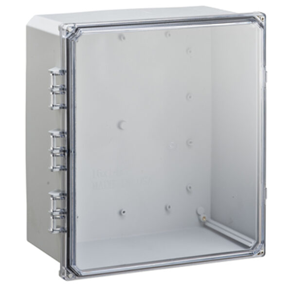 Polycarbonate Enclosure 16" x 14" x 7" | Hinged Clear Two Screw Cover  | SH161407HC