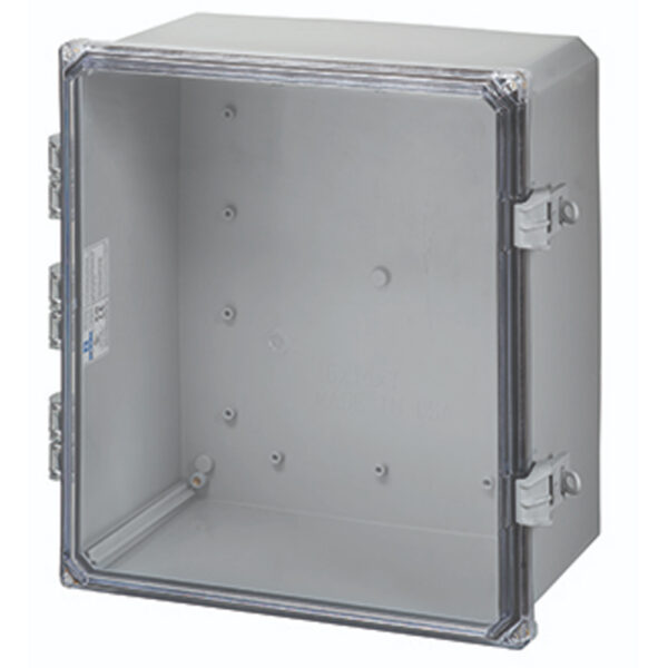 Polycarbonate Enclosure 16" x 14" x 7" | Hinged Clear Cover Non-Metallic Locking Latch | SH161407HCNL