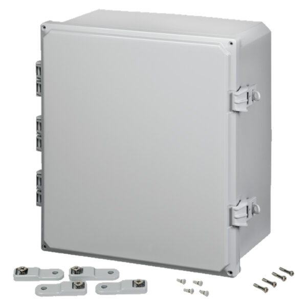 Polycarbonate Enclosure 16" x 14" x 7" | Opaque Hinged Cover Non-Metallic Locking Latch | SH161407HNL