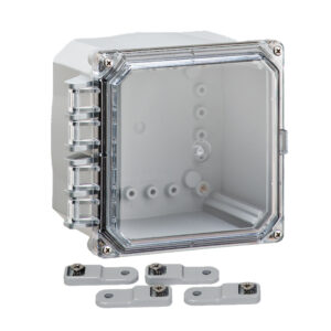 Polycarbonate Enclosure 6" x 6" x 4" | Hinged Clear Four Screw Cover | SH6064HC-6P