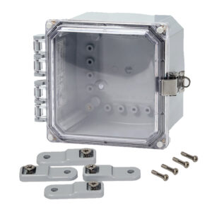 Polycarbonate Enclosure 6" x 6" x 4" | Hinged Clear Cover Stainless Steel Locking Latch | SH6064HCLL
