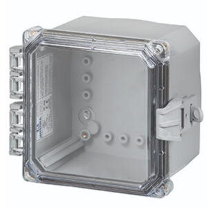 Polycarbonate Enclosure 6" x 6" x 4" | Hinged Clear Cover Non-Metallic Locking Latch | SH6064HCNL