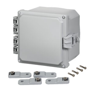 Polycarbonate Enclosure 6" x 6" x 4" | Hinged Clear Cover Non-Metallic Locking Latch | SH6064HNL