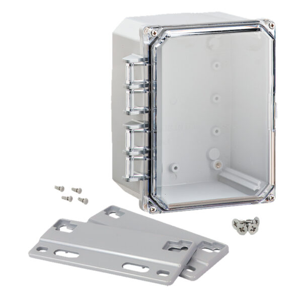 Polycarbonate Enclosure 8" x 6" x 4" | Hinged Clear Screw Cover | SH8064HCF