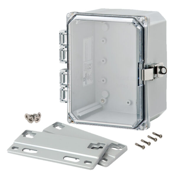 Polycarbonate Enclosure 8" x 6" x 4" | Hinged Clear Stainless Steel Locking Latch | SH8064HCFLL