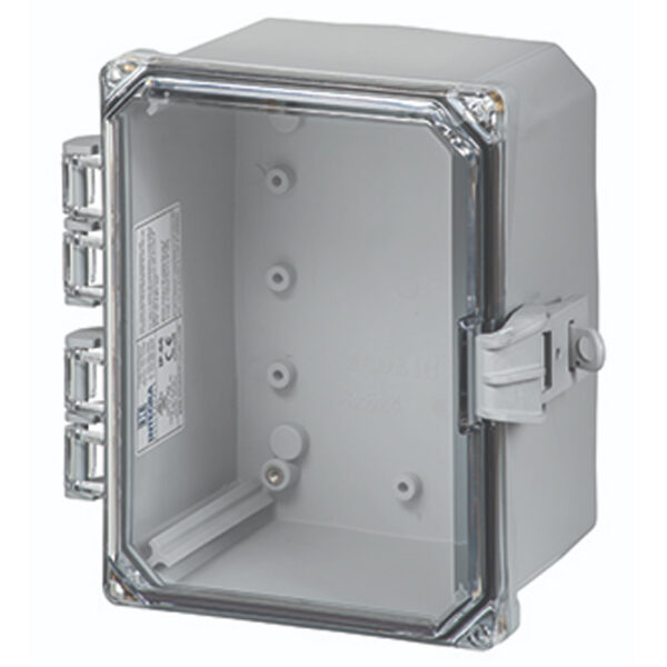 Polycarbonate Enclosure 8" x 6" x 4" | Hinged Clear Cover Non-Metallic Locking Latch | SH8064HCNL