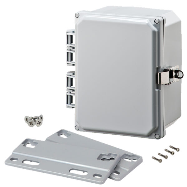 Polycarbonate Enclosure 8" x 6" x 4" | Hinged Opaque Cover Stainless Steel Locking Latch | SH8064HFLL