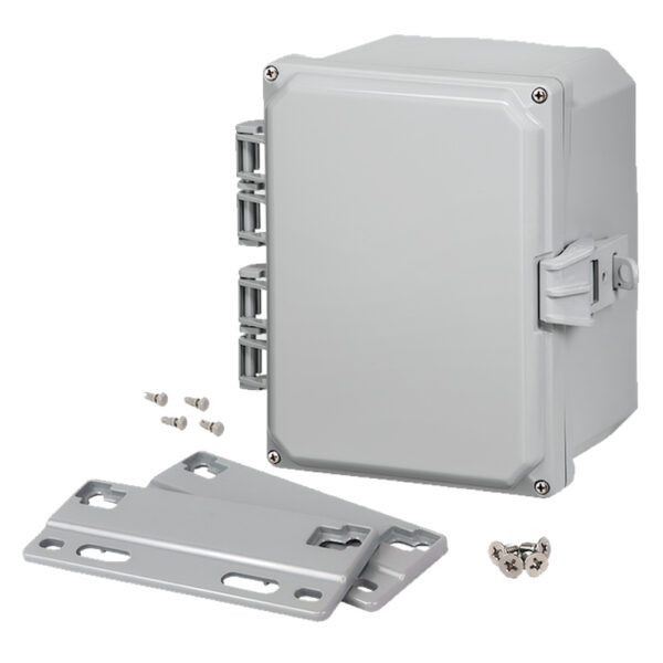 Polycarbonate Enclosure 8" x 6" x 4" | Hinged Opaque Cover Non-Metallic Locking Latch | SH8064HFNL