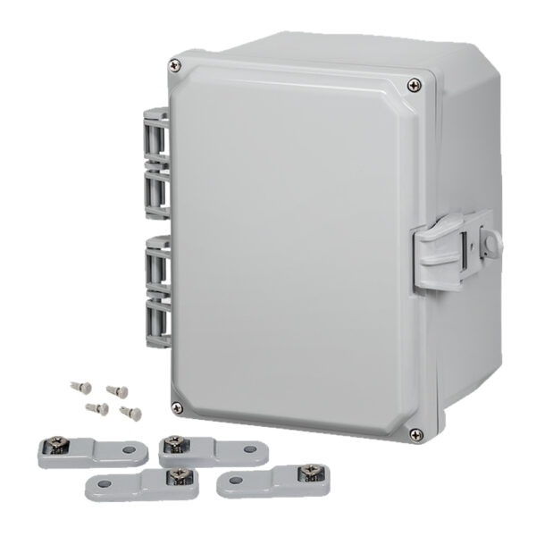 Polycarbonate Enclosure 8" x 6" x 4" | Hinged Opaque Cover Non-Metallic Locking Latch | SH8064HNL