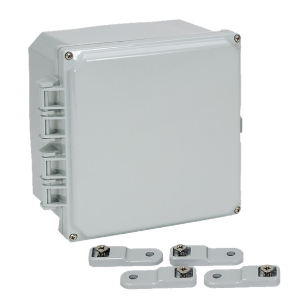 Polycarbonate Enclosure 8" x 8" x 4" | Hinged Opaque Four Screw Cover | SH8084H-6P