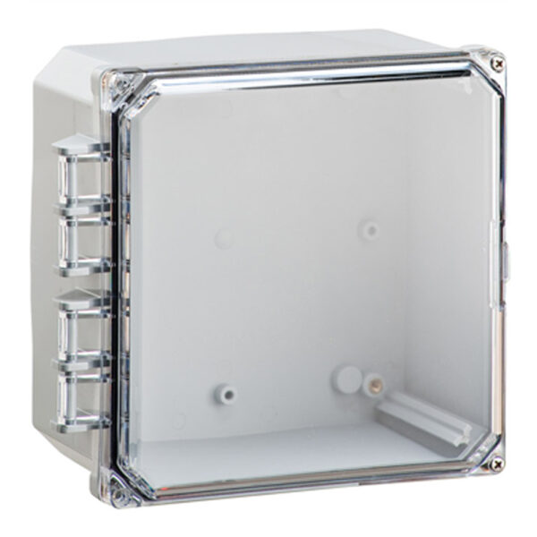Polycarbonate Enclosure 8" x 8" x 4" | Hinged Clear Two Screw Cover  | SH8084HC